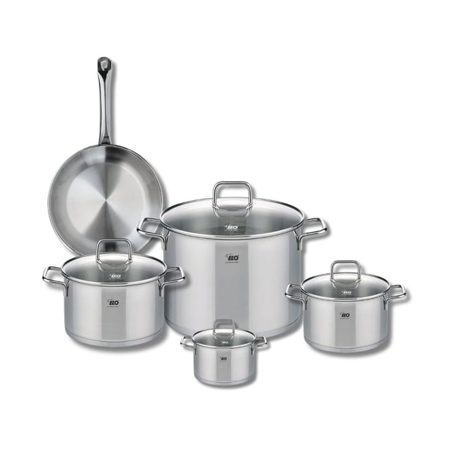 Batterie 1 poêle 24cm + 4 faitouts 12/16/20/26cm PROFI CITRIN gris <span itemprop=