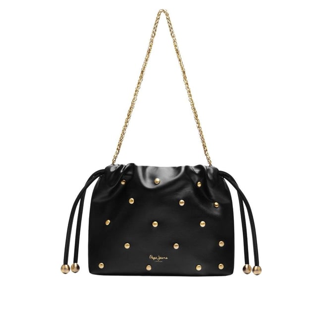 Sac Hobo Effet Cuir Avec Clous noir <span itemprop=