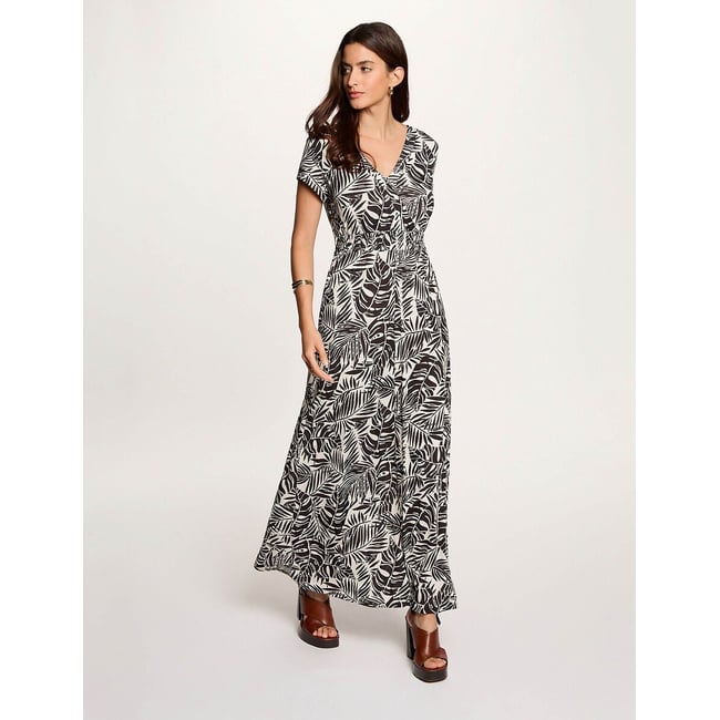 Robe Longue Manches Courtes Col V Imprim Noir Morgan La Redoute Robe Longue Manches Courtes Col V Imprim Noir Morgan La Redoute