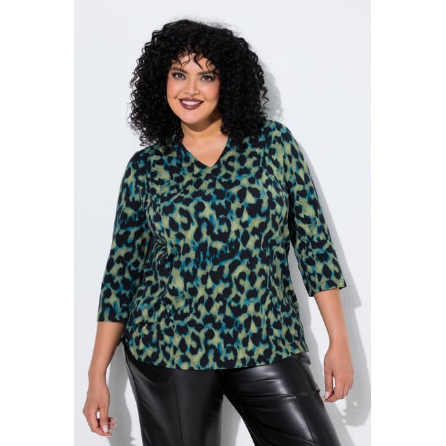 T-shirt motif léopard gris olive <span itemprop=