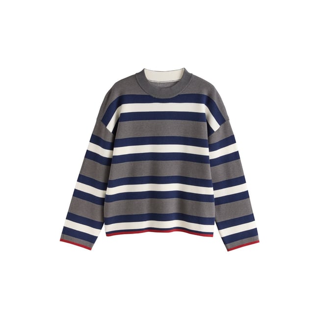 Pull ras du cou aspect maille à rayures - NEXT