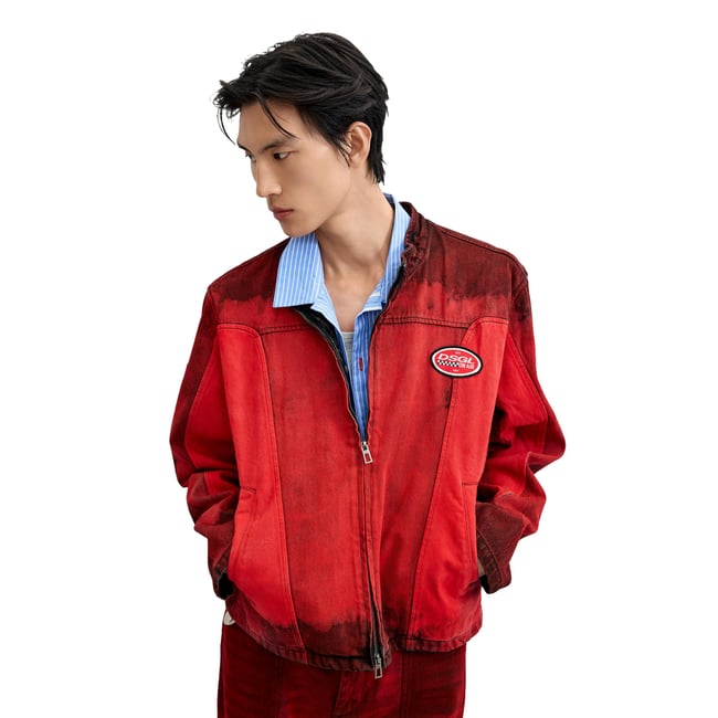 Blouson de course bicolore rouge <span itemprop=