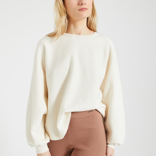 Sweat col rond manches longues BOBYPARK ecru <span itemprop=