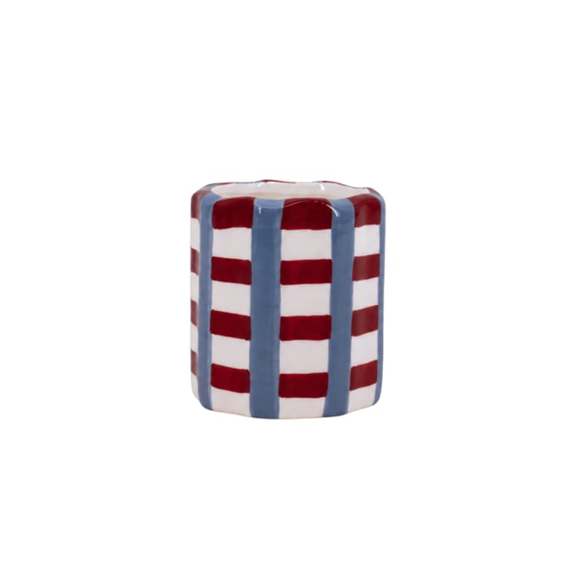Bougie parfumée en céramique à damiers 8x9cm - ORNAMI