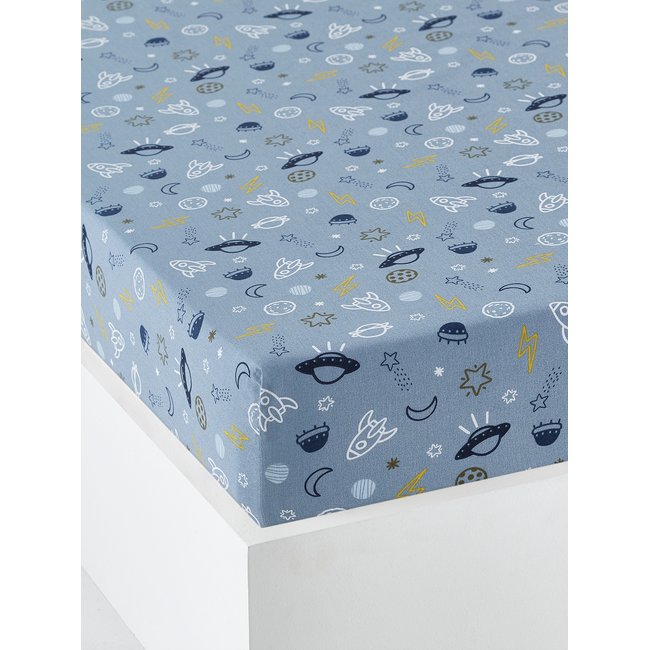 Drap-housse enfant COSMOS bleu <span itemprop=
