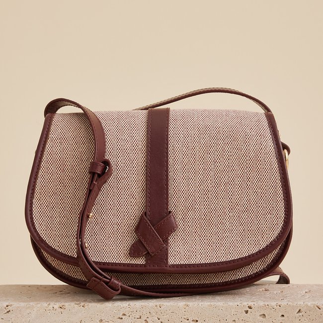 Sac bimatiere cuir et toile sedro Petite Mendigote bordeaux La Redoute