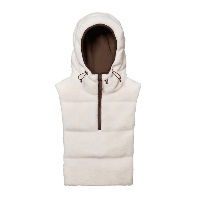 Capuche doudoune réversible, unisexe chocolat/blanc <span itemprop=