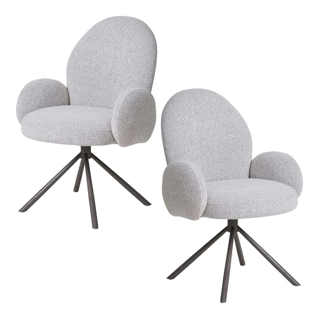Chaise de salle à manger en tissu bouclette beige forme ronde (lot de 2) BERLIN Couleur beige <span itemprop=