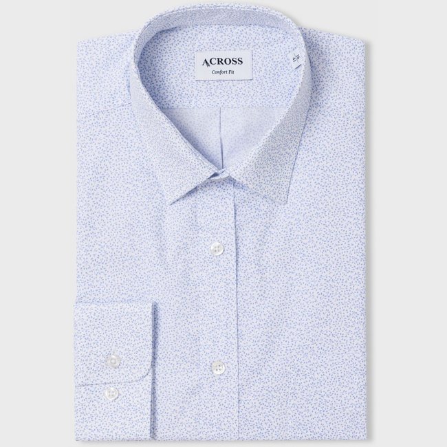 Chemise Confort fit imprimé fleurs  es bleu ciel <span itemprop=