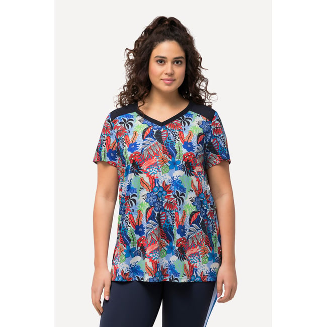 T-shirt technique à manches courtes et col bleu nuages <span itemprop=