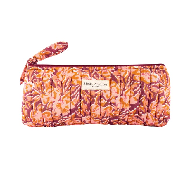 Trousse écolier en coton matelassé orange plum <span itemprop=