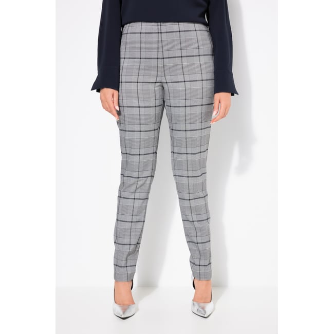 Pantalon à carreaux et pinces avec jambe marine foncé <span itemprop=