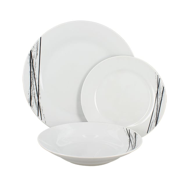 Service de table 36 pièces en porcelaine, CARBONE Couleur blanc <span itemprop=