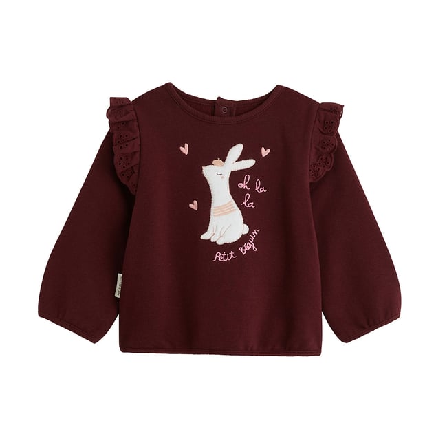 Sweat-shirt bébé en molleton Aimée bordeaux <span itemprop=