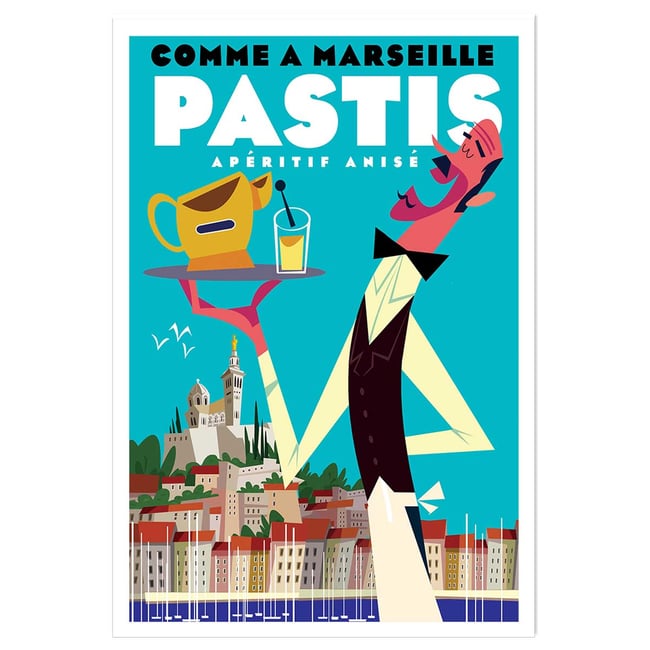 Poster un pastis sur le vieux port - HEXOA