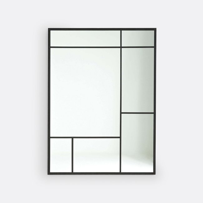 Miroir métal style industriel 120x90 cm, Lenaig noir <span itemprop=