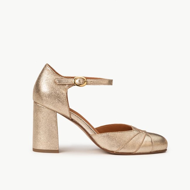 Escarpin cuir pailleté PRISCILLE doré clair <span itemprop=