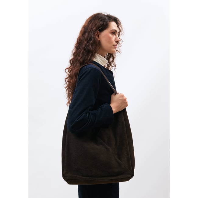 Sac hobo en daim chocolat <span itemprop=