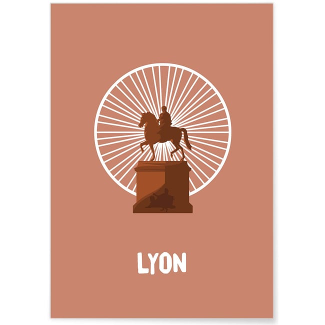 Affiche ville Minimaliste Lyon Couleur blanc <span itemprop=