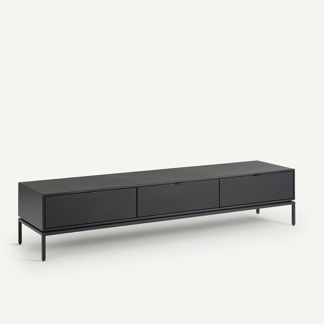 TV-meubel in metaal en leer, Réalto <span itemprop=