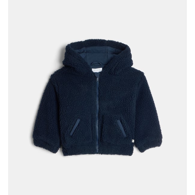 Veste totis capuche effet sherpa bleu <span itemprop=