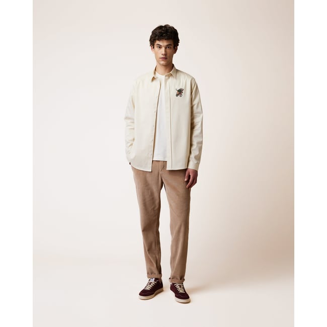 Chemise en tissu sergé écru <span itemprop=