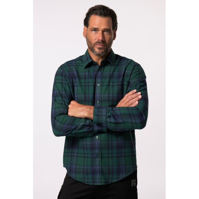 Chemise en flanelle à carreaux pétrole foncé <span itemprop=