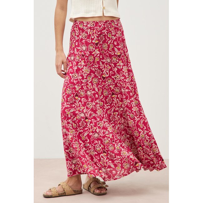 Jupe fluide rouge cerise <span itemprop=