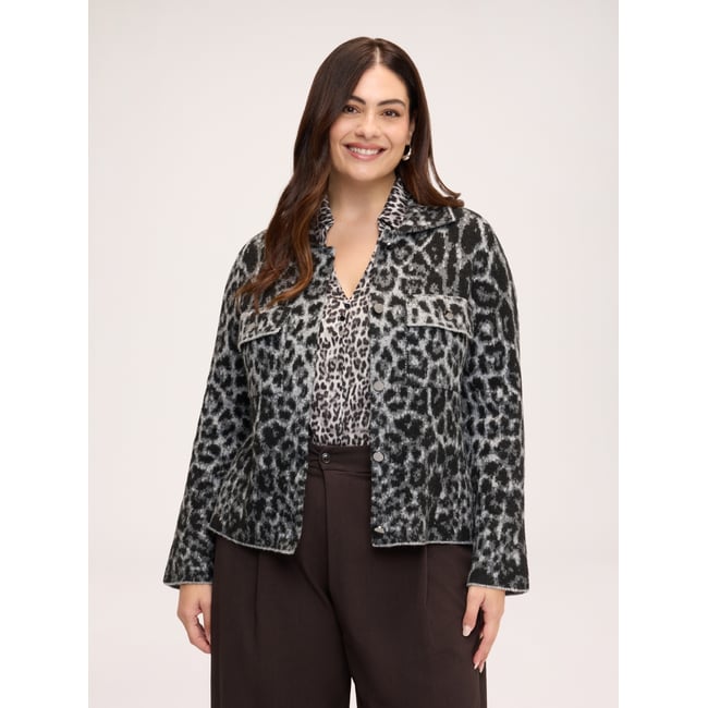 Veste à imprimé animalier gris <span itemprop=
