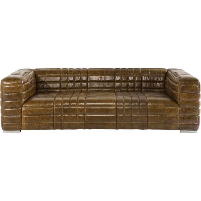 Canapé 3 places en cuir, SQUARE DANCE Couleur marron <span itemprop=