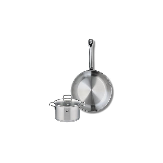 Batterie de cuisine 1 poêle 24cm + 1 faitout 14cm PROFI CITRIN gris <span itemprop=