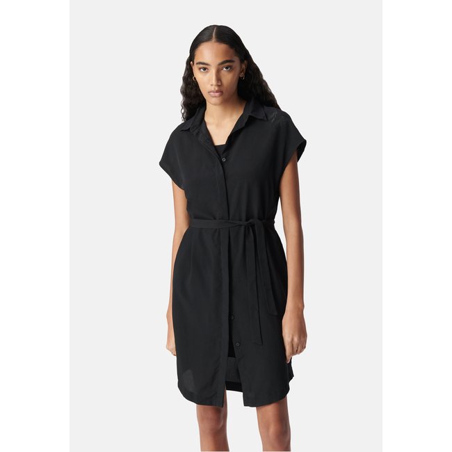 Robe chemise motif strass noir <span itemprop=
