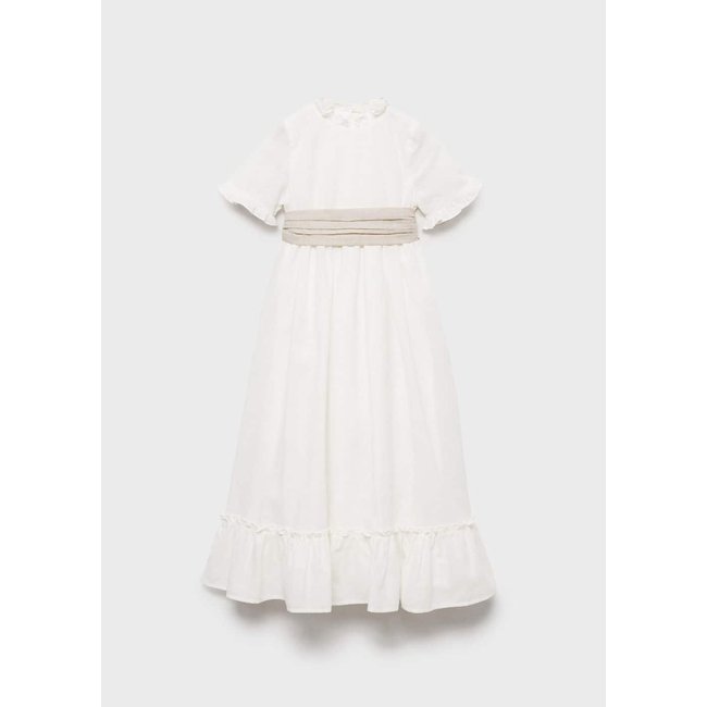 Robe lin volantée blanc <span itemprop=