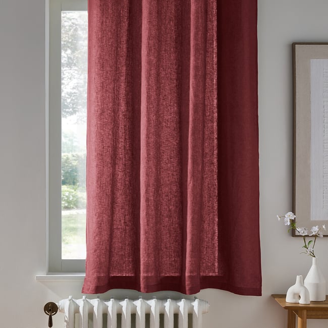 Onega Washed Linen Radiator Curtain with Eyelets - LA REDOUTE INTERIEURS