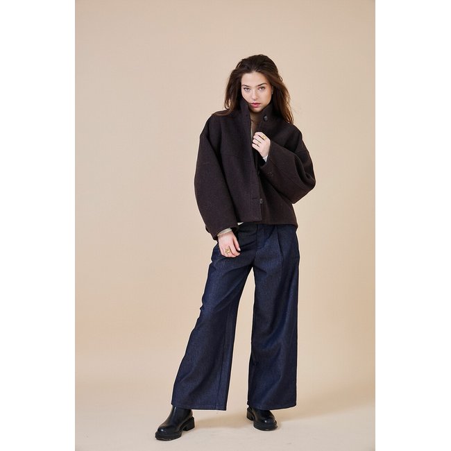 Short coat with high neck, brown, See U Soon | La Redoute