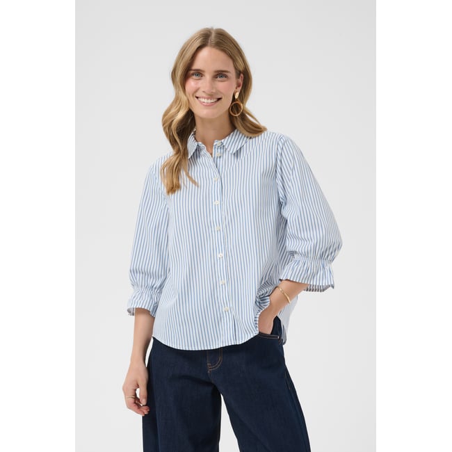 Chemise à manches longues bleu air blue stripe <span itemprop=