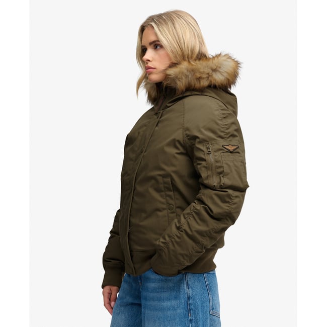 Bomber MA1 Matelassé à Capuche kaki sauvage <span itemprop=