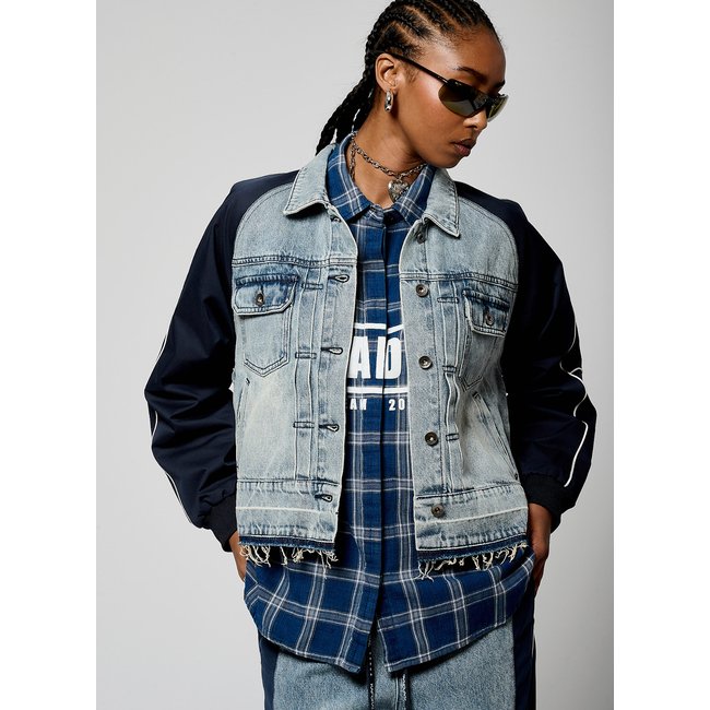 Veste En Jean  Polyester VOILA bleu <span itemprop=