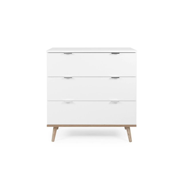 Commode blanche 3 tiroirs style scandinave ALVA Couleur blanc <span itemprop=