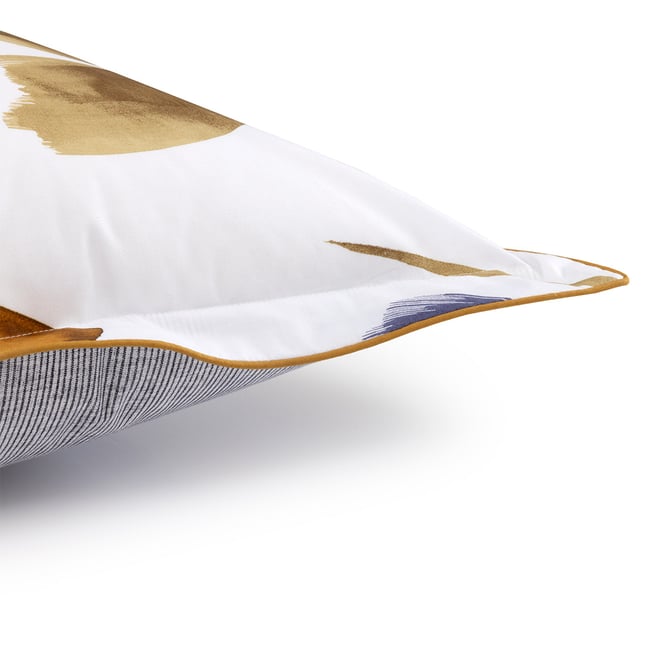 Taie d'oreiller en percale de coton bleu, HEURE BLEUE a motif <span itemprop=