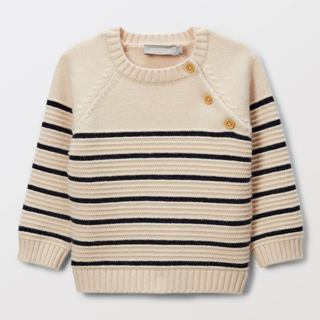 Pull rayé ecru <span itemprop=