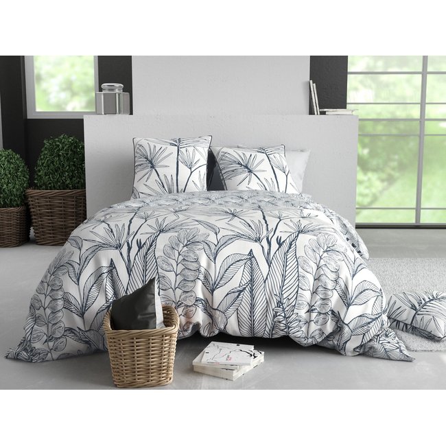 Parure housse de couette 100% coton imprimée, Orphee blanc <span itemprop=