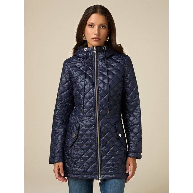 Veste Matelassée Longue Femme Leitfeuer – Col Debout, Matelassage Losange