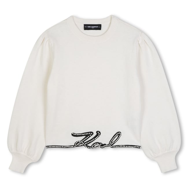 Pull manches longues creme <span itemprop=