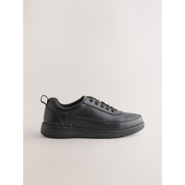 Chaussures d’école à lacets en cuir noir <span itemprop=