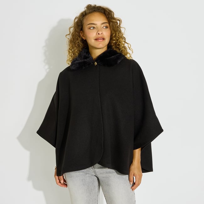 Poncho uni noir <span itemprop=