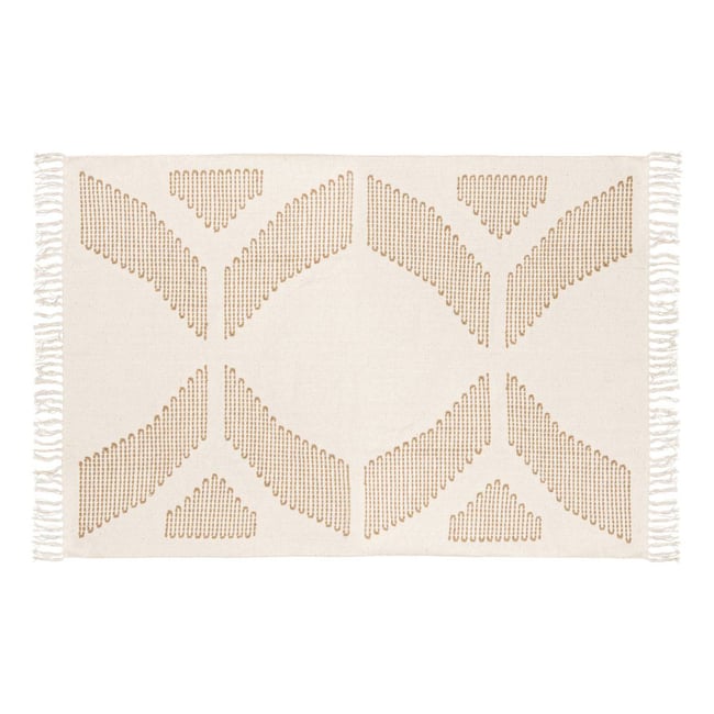 Tapis broderie INUIT Couleur blanc chaud <span itemprop=