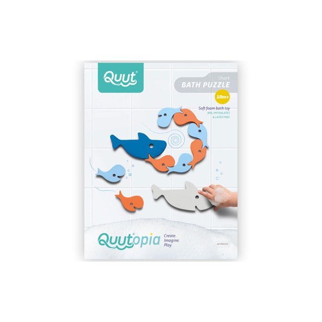 Puzzle de bain Requin bleu, orange, gris <span itemprop=