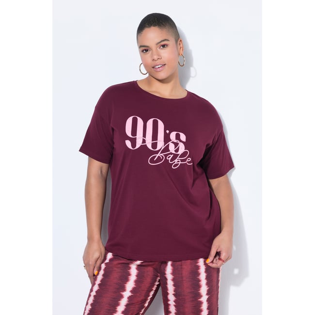 T-shirt oversize, imprimé 90s Babe aubergine <span itemprop=