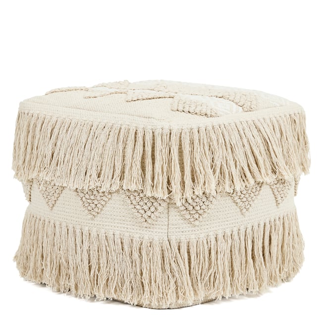 Pouf repose-pieds carré en coton capitonné bohème Oeko-Tex® - CALLI - ICON